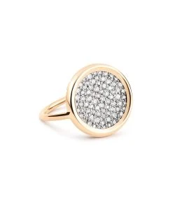 Ginette NY Bague Mini Ever Disc Or Rose Diamants