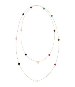 Ginette NY Sautoir Ever Double Multi Pierres Or Rose