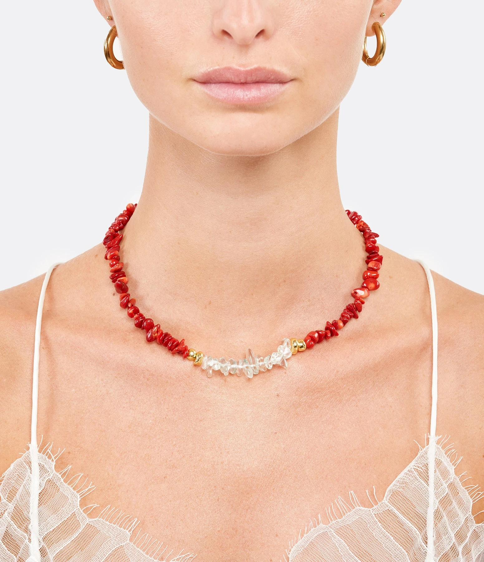 SHAKER JEWELS Collier Stones Corail Quartz 2 SHAKER JEWELS Collier Stones Corail Quartz – Image 2