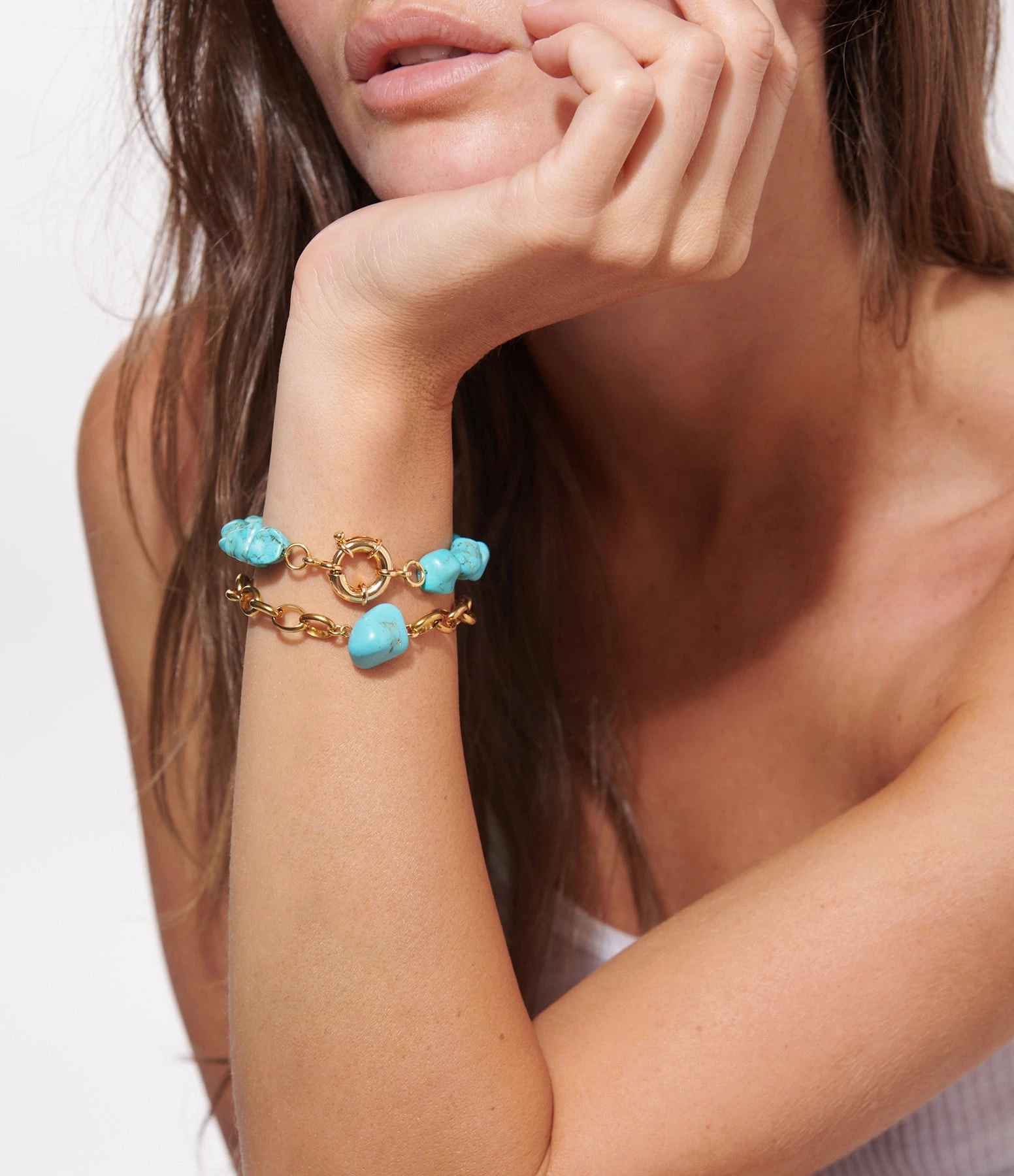 SHAKER JEWELS Bracelet Duna Turquoise Argent Doré 2 SHAKER JEWELS Bracelet Duna Turquoise Argent Doré – Image 2