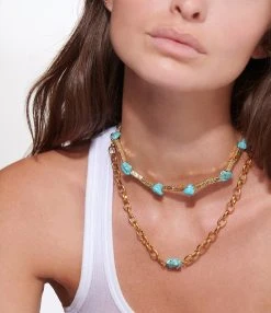 SHAKER JEWELS Collier Duna Turquoise Argent Doré -Shaker Jewels Magasin shake look20220624 93 1