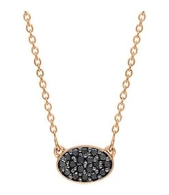 Ginette NY Collier Ellipses & Sequins Mini Or Rose Diamants Noirs