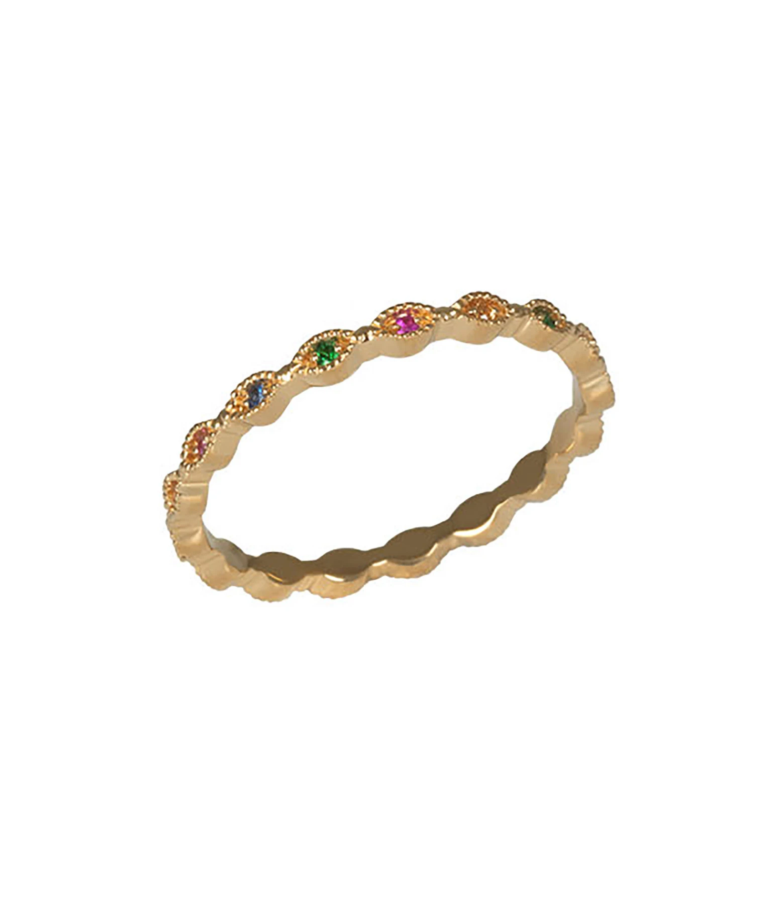 AND...PARIS Bague Mini Œil Saphir Multicolore Or Jaune 1 AND...PARIS Bague Mini Œil Saphir Multicolore Or Jaune