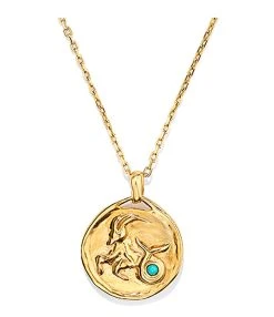 GOOSSENS PARIS Collier Talisman Mini Astro Bélier Turquoise