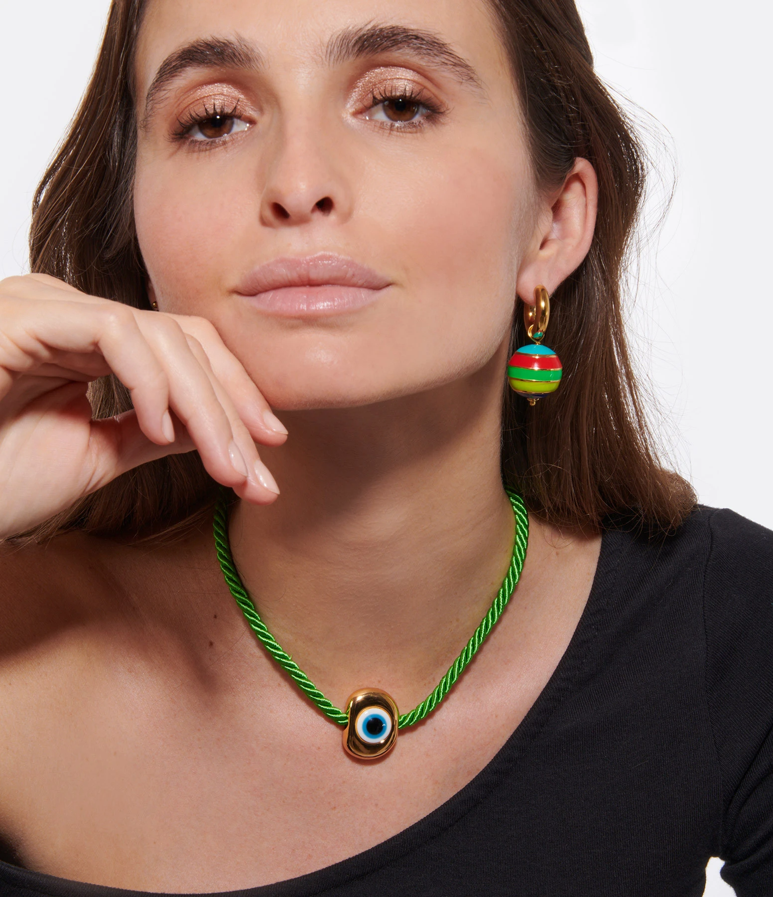 Timeless Pearly Collier Œil Satin Vert 2 Timeless Pearly Collier Œil Satin Vert – Image 2