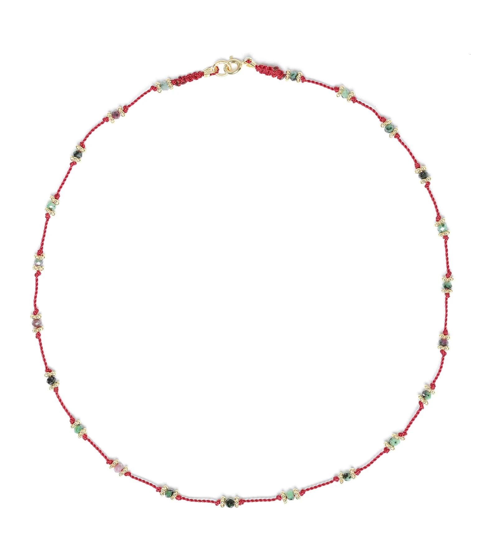 TITYARAVY Collier Lotus Rouge Rubis-Zoïsite Doré 1 TITYARAVY Collier Lotus Rouge Rubis-Zoïsite Doré