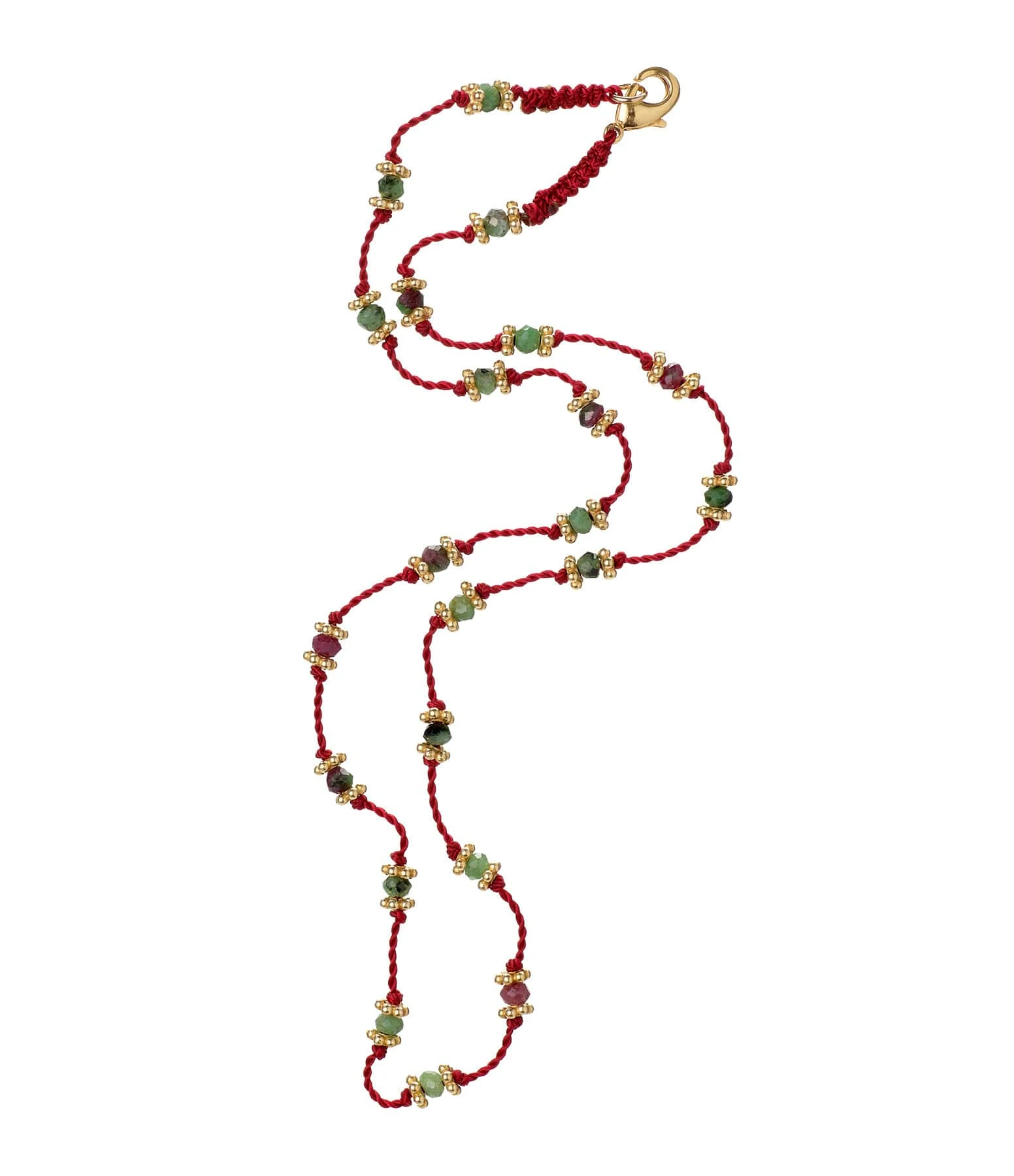 TITYARAVY Collier Lotus Rouge Rubis-Zoïsite Doré 2 TITYARAVY Collier Lotus Rouge Rubis-Zoïsite Doré – Image 2