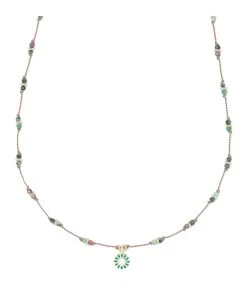 TITYARAVY Collier Mala-Saï Beige Argent Doré