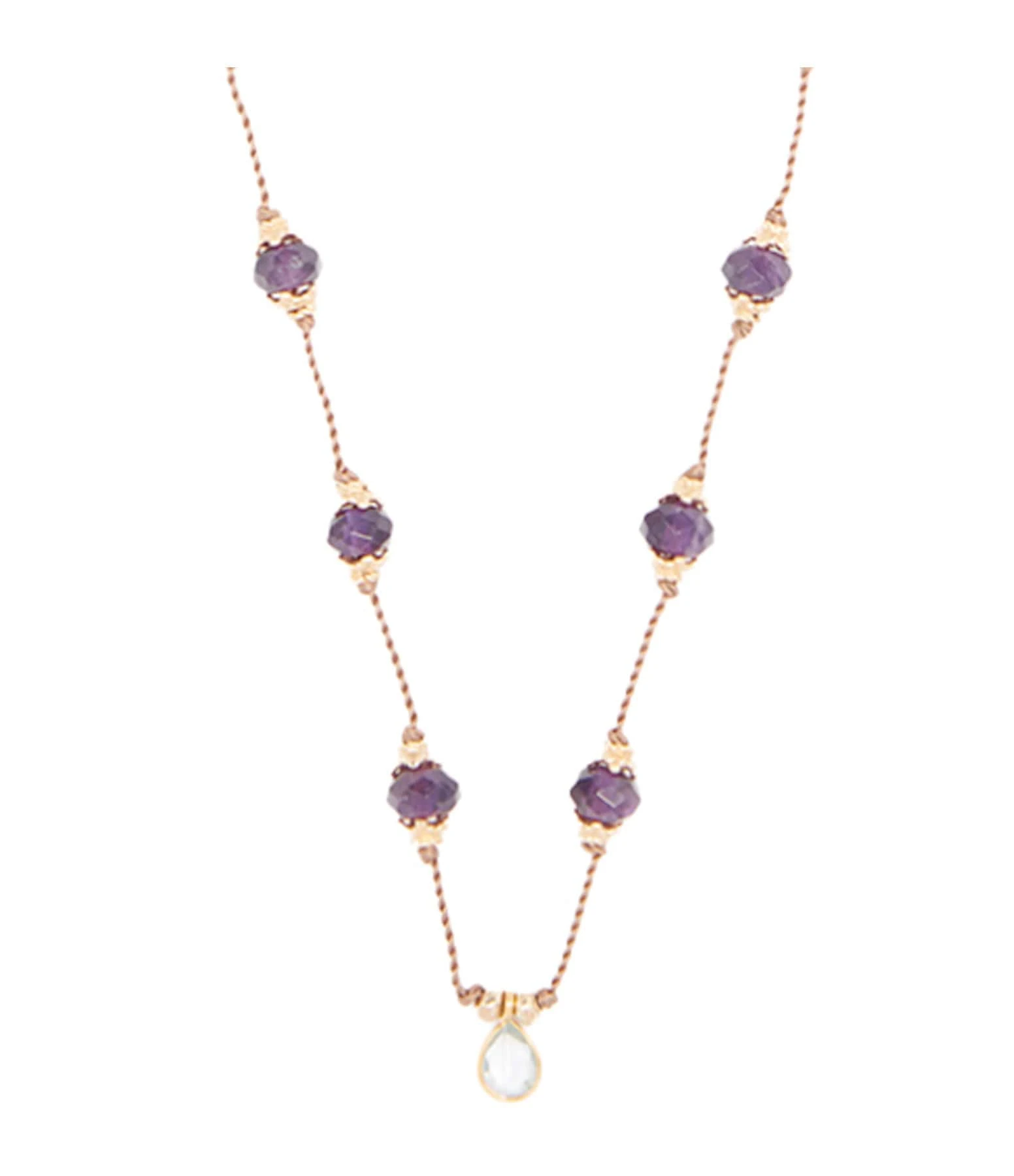 TITYARAVY Collier Sriphala Talisman Améthyste Topaze Bleu 1 TITYARAVY Collier Sriphala Talisman Améthyste Topaze Bleu