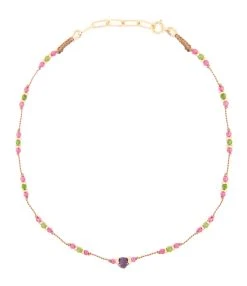 TITYARAVY Collier Uma Améthyste Argent Doré