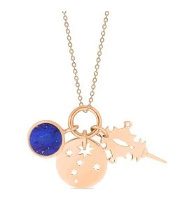 Ginette NY Collier Charms Lapis Lazuli Or Rose, Collection Twenty