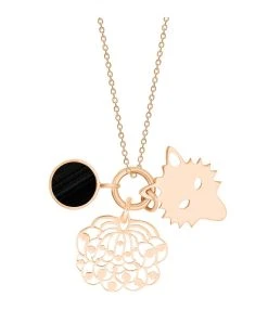 Ginette NY Collier Charms Onyx Or Rose, Collection Twenty
