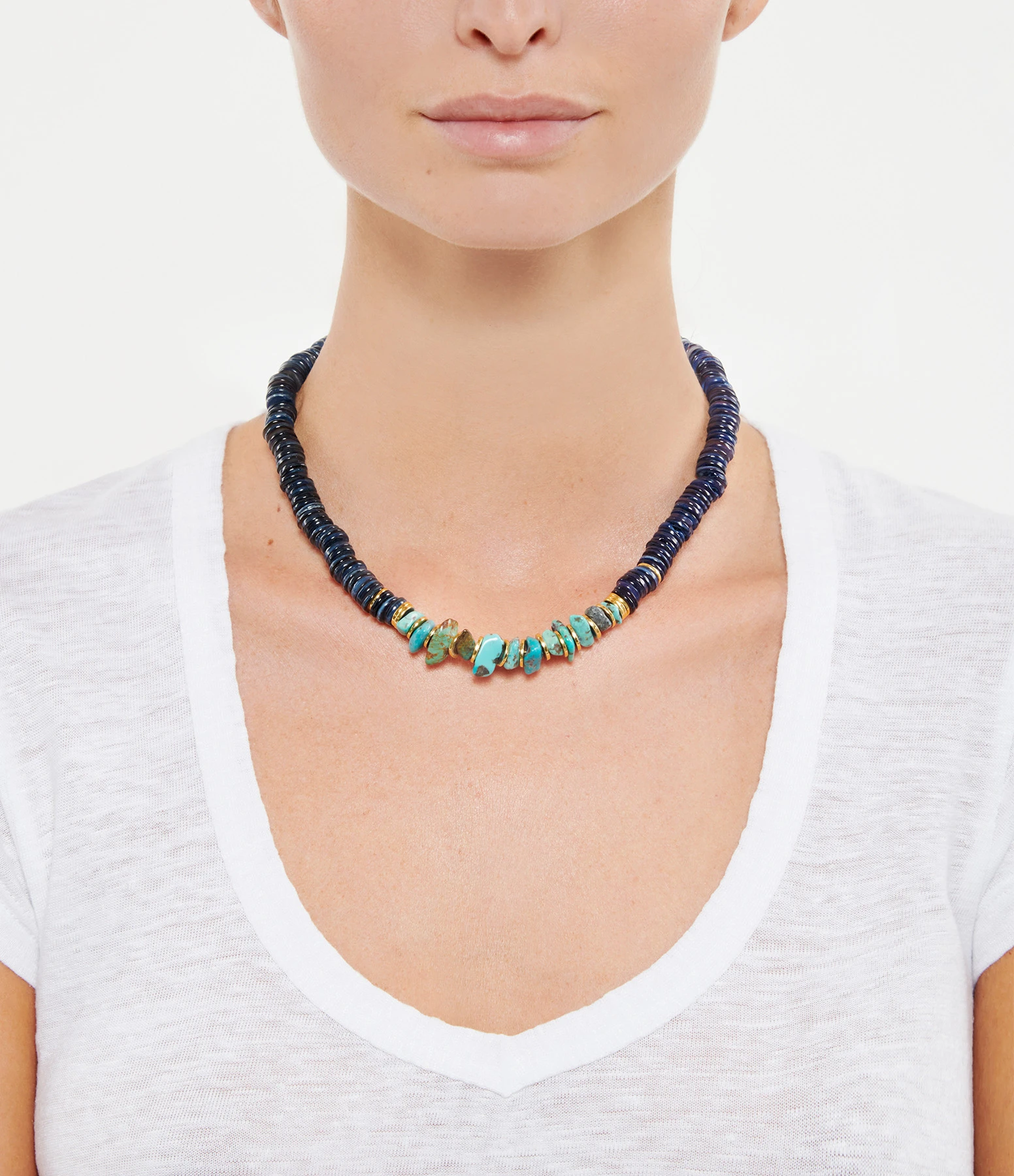 VADI JEWELS Collier Brazilia Coquillage Bleu Turquoise 2 VADI JEWELS Collier Brazilia Coquillage Bleu Turquoise – Image 2