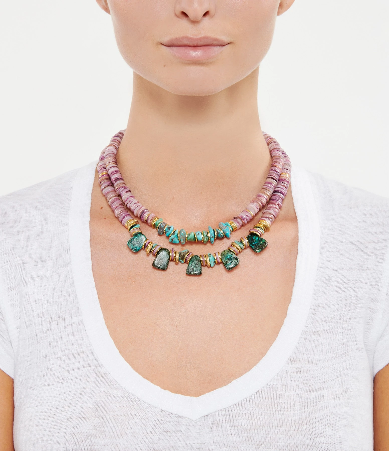 VADI JEWELS Collier Brazilia Coquillage Violet Turquoise 2 VADI JEWELS Collier Brazilia Coquillage Violet Turquoise – Image 2