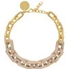 VANESSA BARONI Collier Edge Beige Travertin Doré