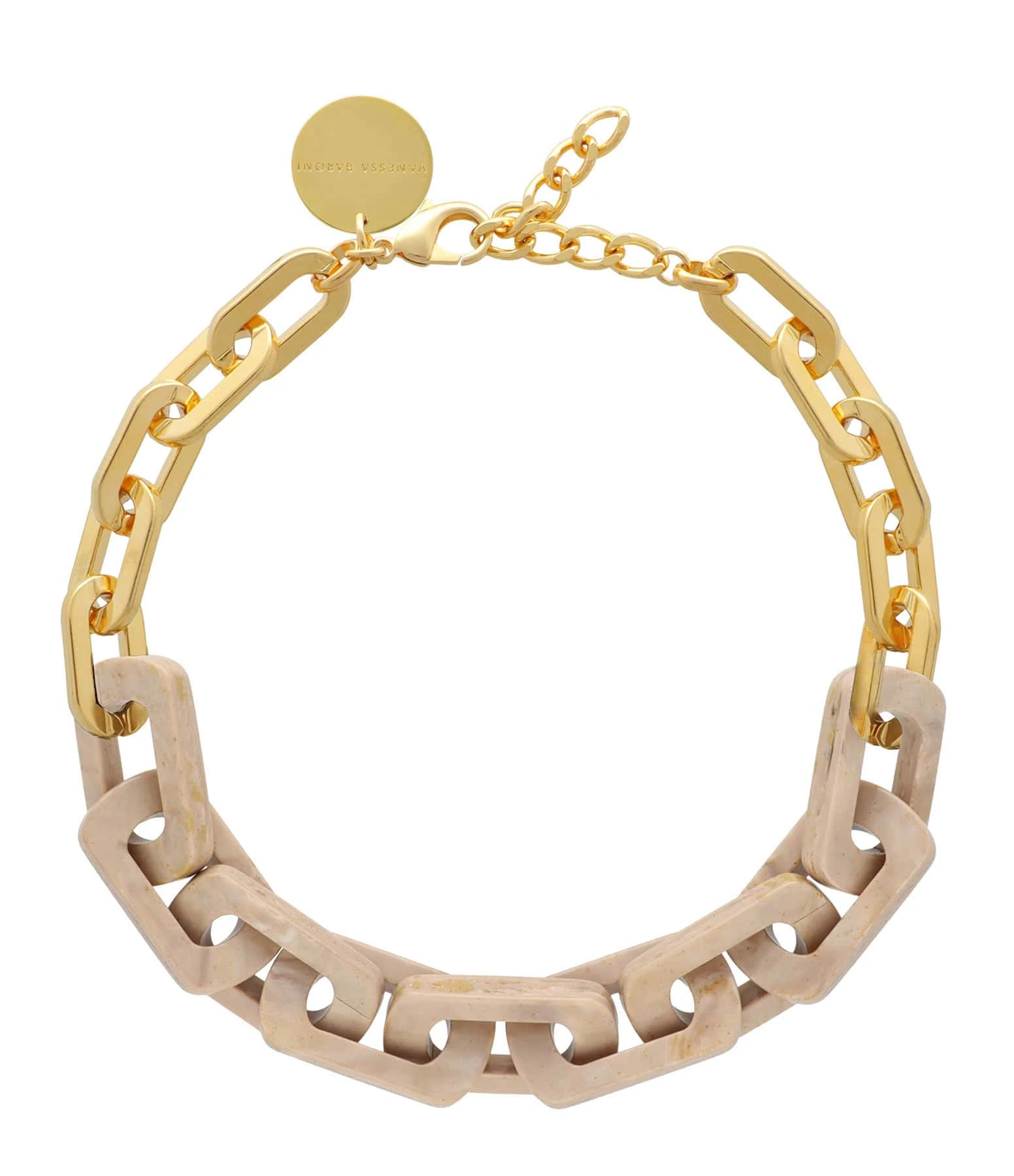 VANESSA BARONI Collier Edge Beige Travertin Doré 1 VANESSA BARONI Collier Edge Beige Travertin Doré