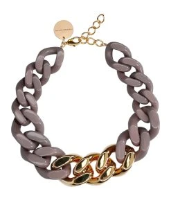 VANESSA BARONI Collier Great Taupe Foncé Doré