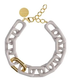 VANESSA BARONI Collier Squared Gris Clair Doré