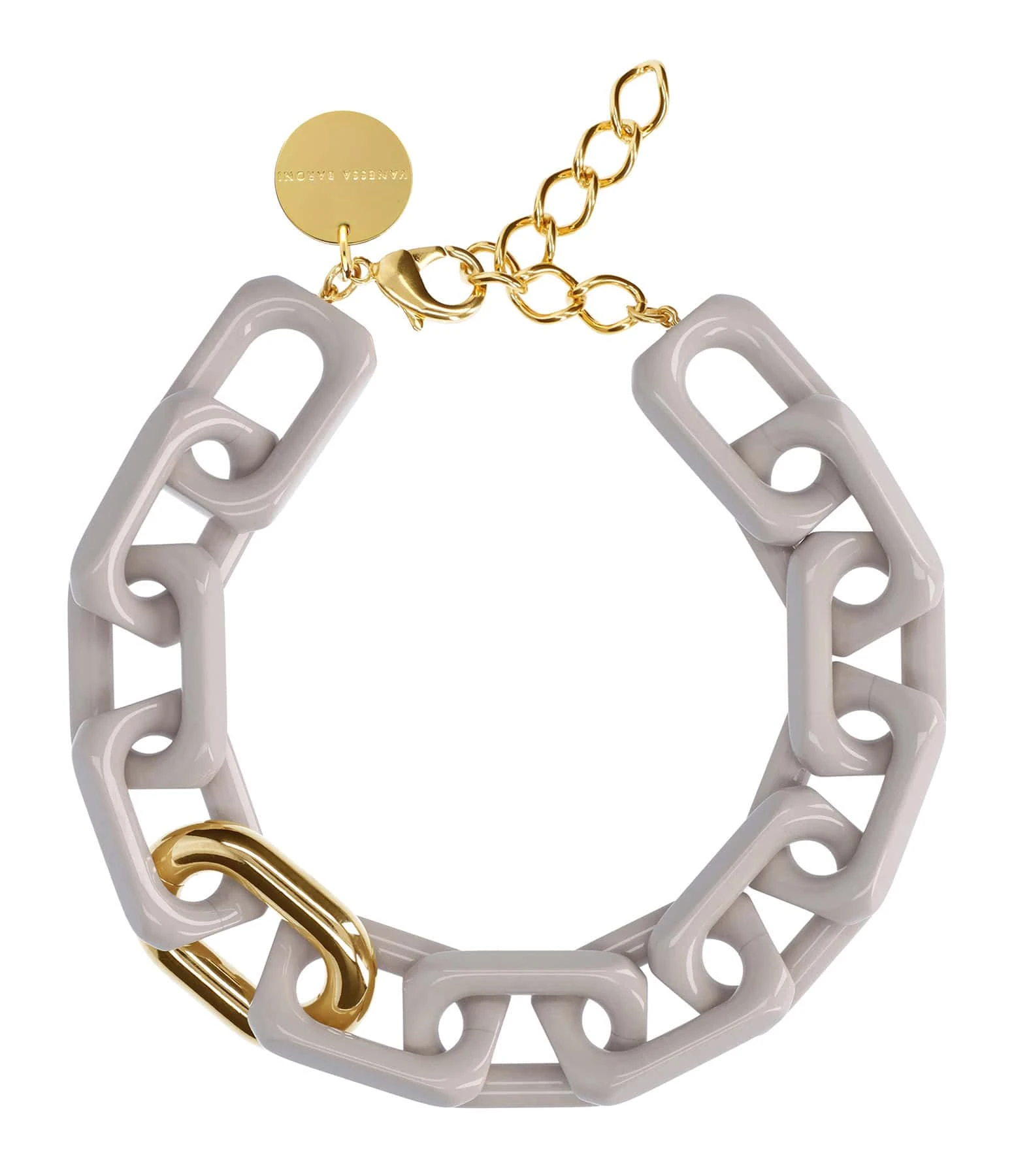 VANESSA BARONI Collier Squared Gris Clair Doré 1 VANESSA BARONI Collier Squared Gris Clair Doré