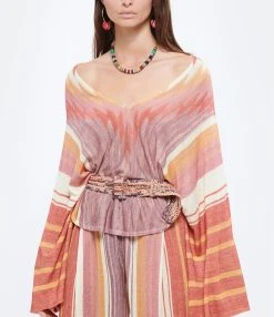 Vanessa Bruno Ceinture 35mm Raphia Bleu Multicolore 6 Vanessa Bruno Ceinture 35mm Raphia Bleu Multicolore -Shaker Jewels Magasin vbrun look20220302 177