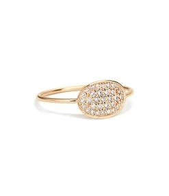 Ginette NY Bague Ellipses & Sequins Mini Or Rose Diamants