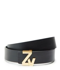 Zadig & Voltaire Ceinture ZV Initiale La Belt PM Cuir Noir