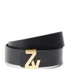 Zadig & Voltaire Ceinture ZV Initiale La Belt GM Cuir Noir