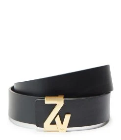 Zadig & Voltaire Ceinture ZV Initiale La Belt GM Cuir Noir